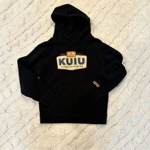 EUC Kuiu Kids Black Logo Hoodie - Ultralight Hunting Pullover—sz Medium